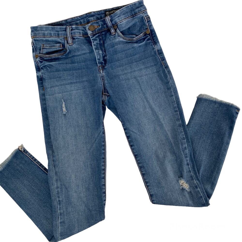 BlankNYC Frayed Hem Jeans Crop Skinny Raw Distressed Denim Size 26 06t-1699LT